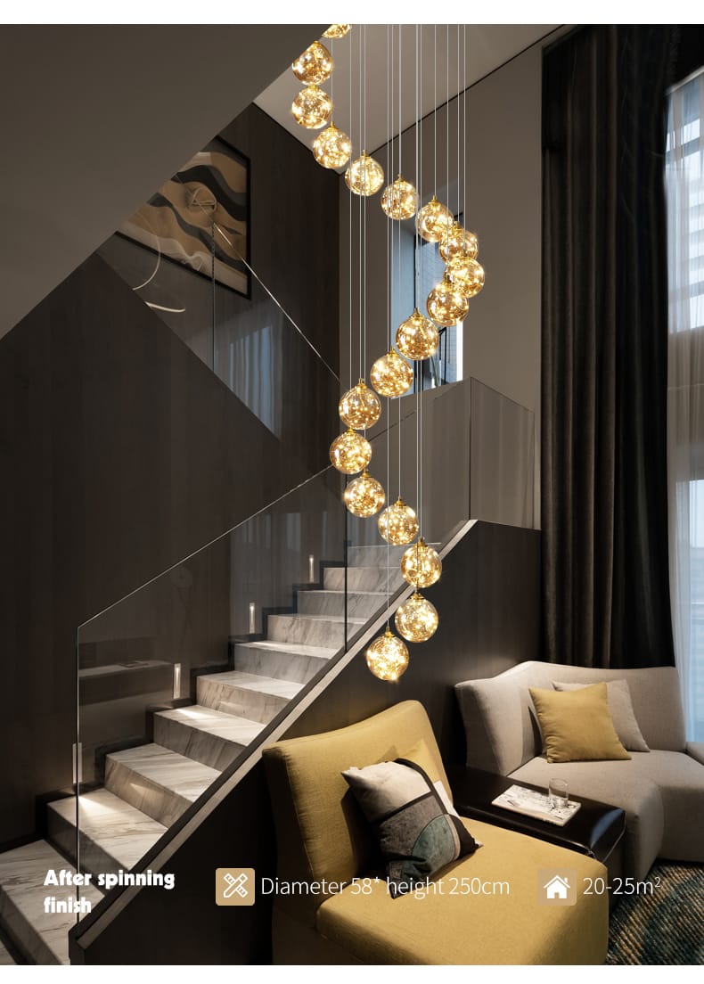 LUXURY Creative Modern SMD Glass Ball Chandelier (25 Lights)