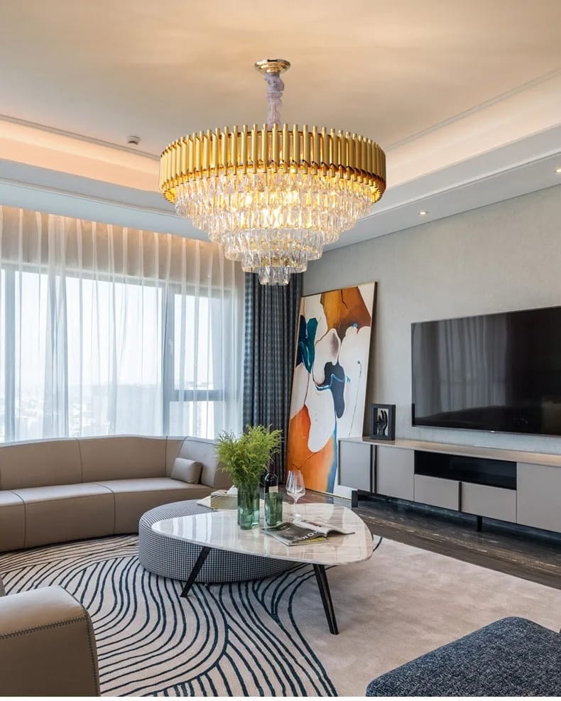 Post Modern Luxury Golden Crystal Chandelier ( with 6 Layer Crystals )