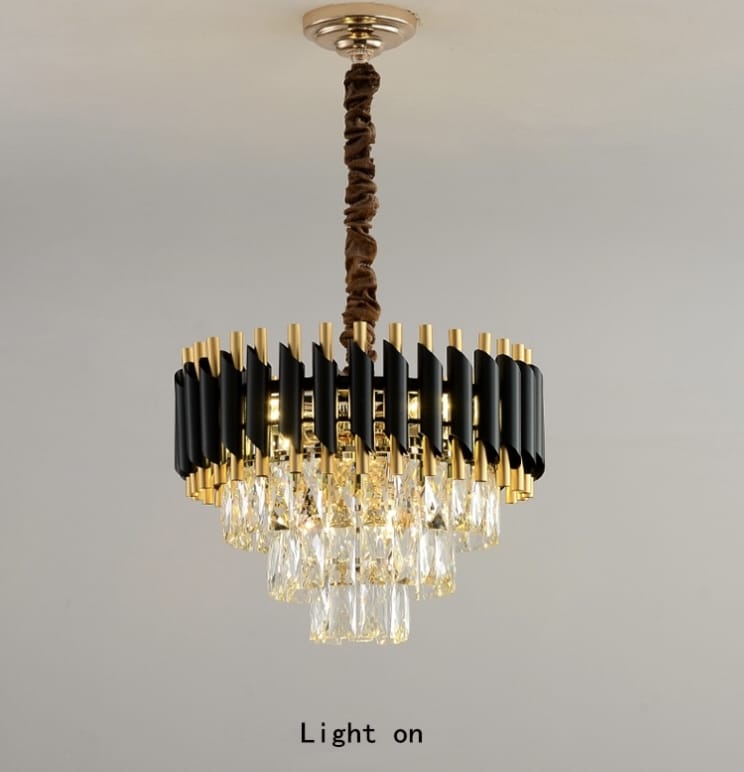 Post Modern Luxury Black & Gold Crystal Chandelier ( Size : 400mm Diameter )