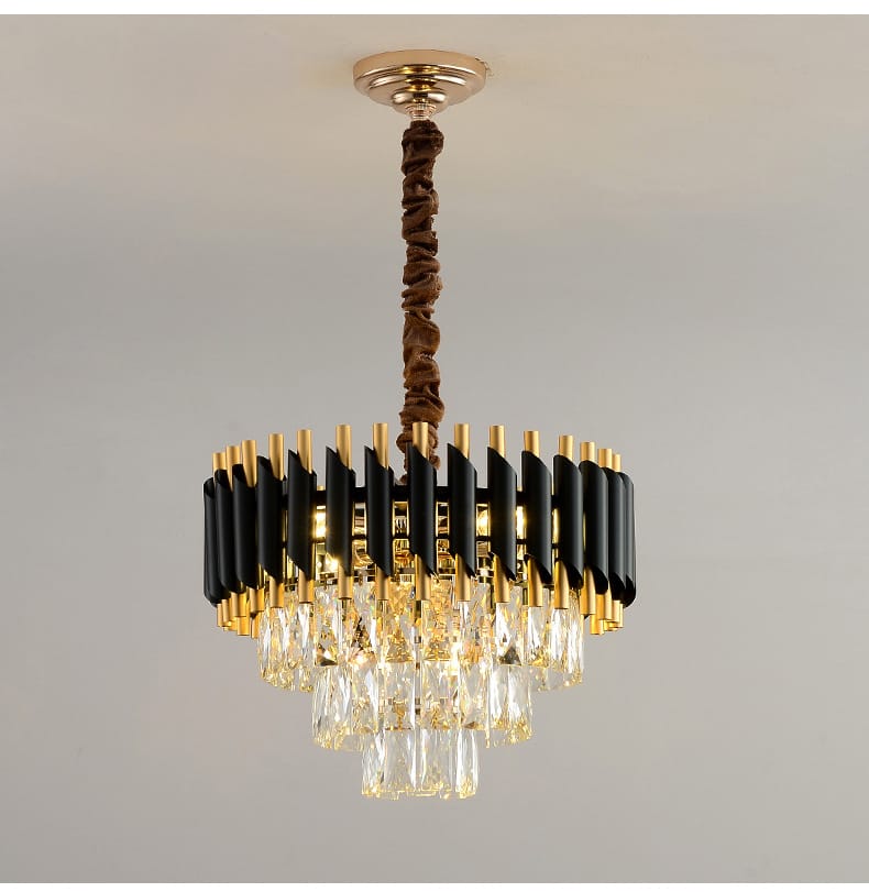 Post Modern Luxury Black & Gold Crystal Chandelier ( Size : 400mm Diameter )