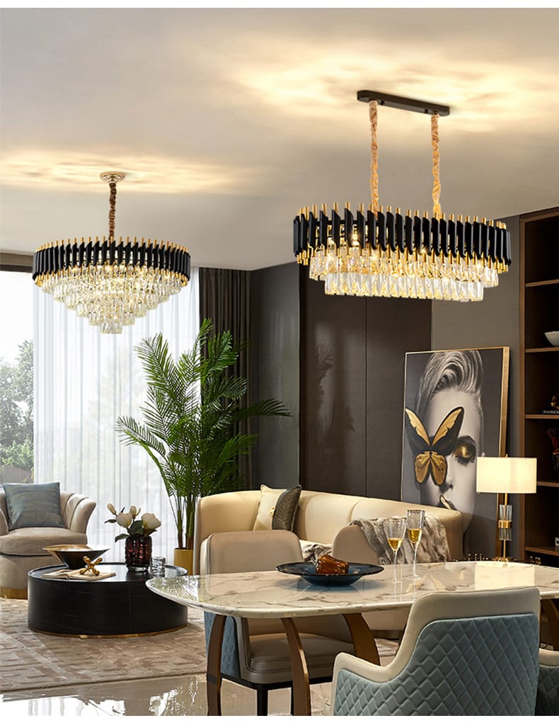 Post Modern Luxury Black & Gold Crystal Chandelier (Size : Diameter 800mm )