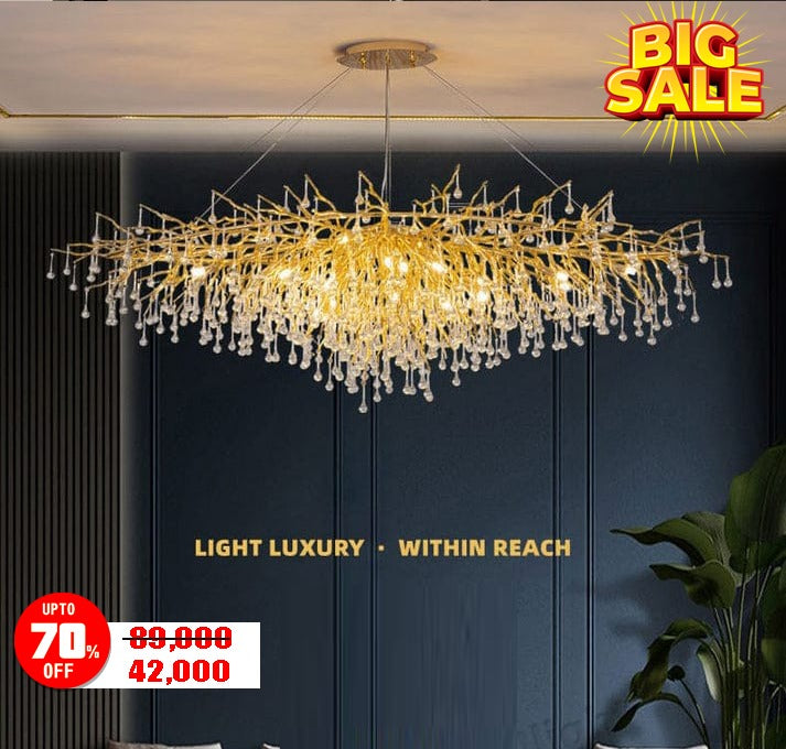 Artistic Modern Gold Luster Luxury Water drop Crystal Chandelier ( 1000mm x 400mm)