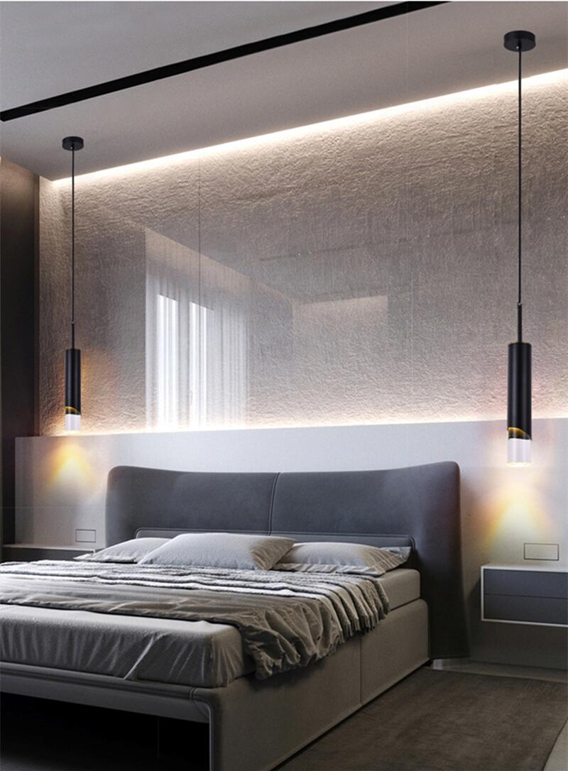 Long Cylindrical Luxury COB Pendant Light ( Black )