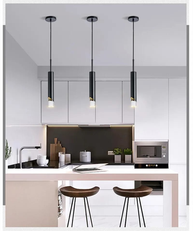 Long Cylindrical Luxury COB Pendant Light ( Black )