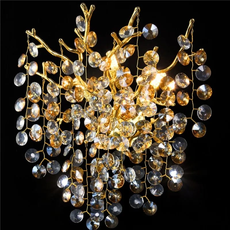 Creative Designer Luxury Gold Luster Crystal Wall Scone