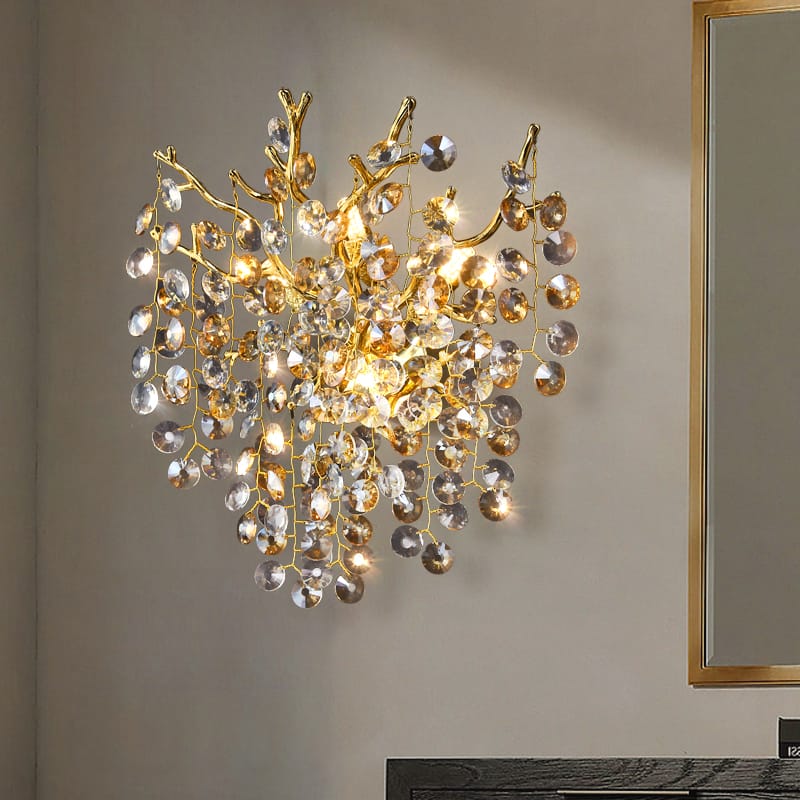 Creative Designer Luxury Gold Luster Crystal Wall Scone
