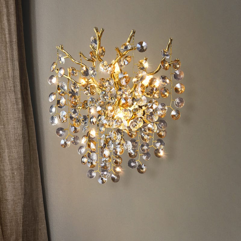 Creative Designer Luxury Gold Luster Crystal Wall Scone