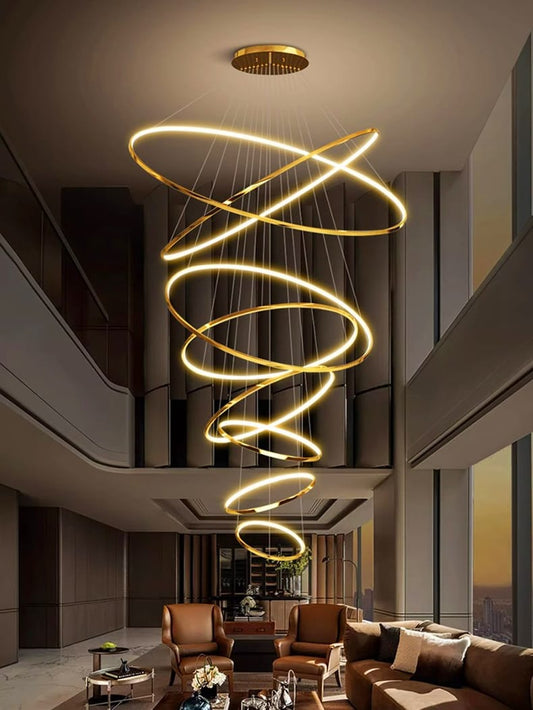 Ultra Modern Creative Luxury Chandelier ( 10 Rings) 15,12,10,9,8,7,6,5,4,3 in Stainless Steel