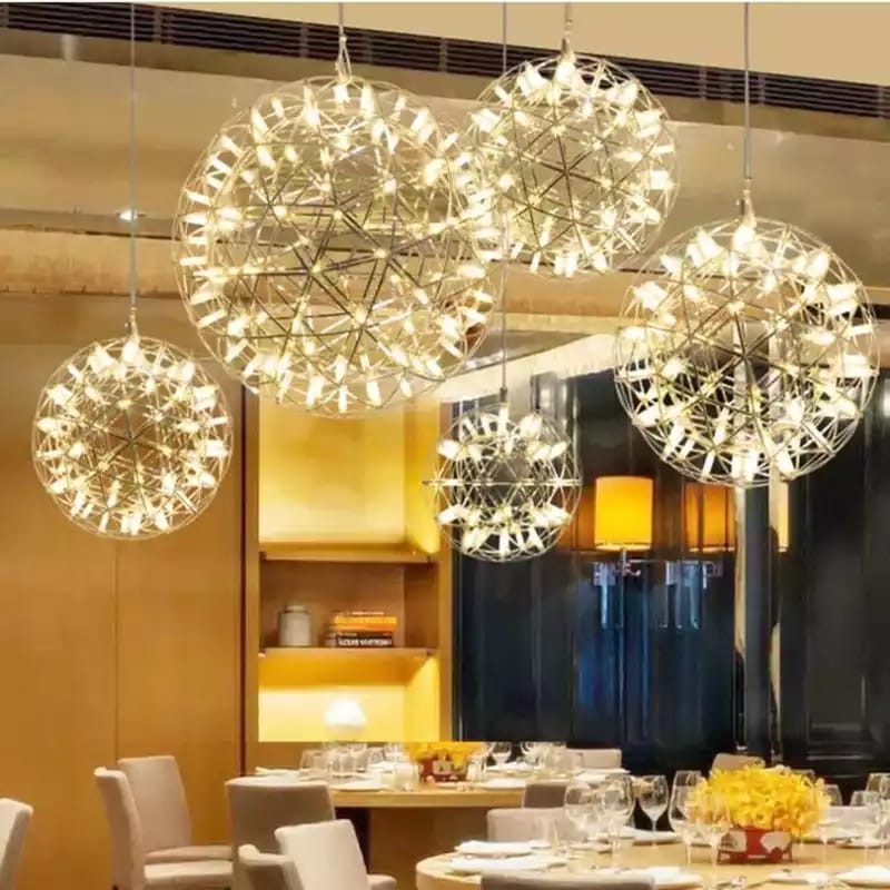 Modern Loft Stainless Steel Luster Sparkle Ball LED Pendant