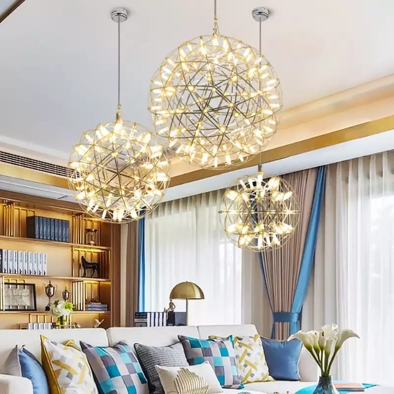 Modern Loft Stainless Steel Luster Sparkle Ball LED Pendant