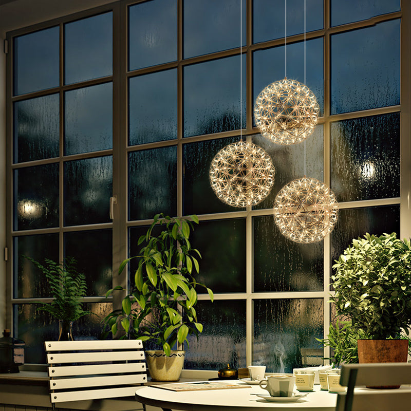 Modern Loft Stainless Steel Luster Sparkle Ball LED Pendant