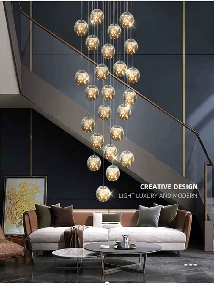 LUXURY Creative  Modern SMD Glass Ball Chandelier (25 Lights)