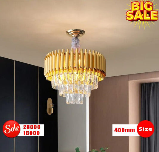 Post Modern Luxury Golden Crystal Chandelier ( 400mm with 3Layer Crystals)