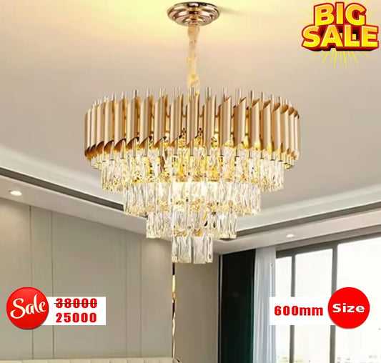 Post Modern Luxury Golden Crystal Chandelier ( 600mm with 4 Layer Crystals)