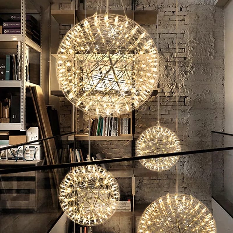 Modern Loft Stainless Steel Luster Sparkle Ball LED Pendant