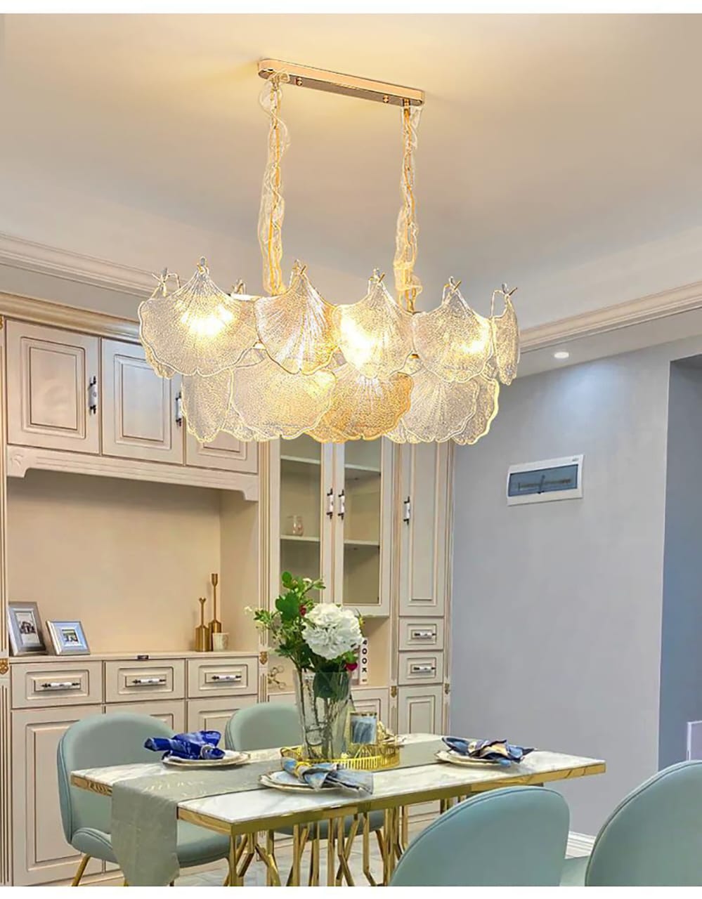 Nordic Luxury French Style Shell Shape Glass Chandelier