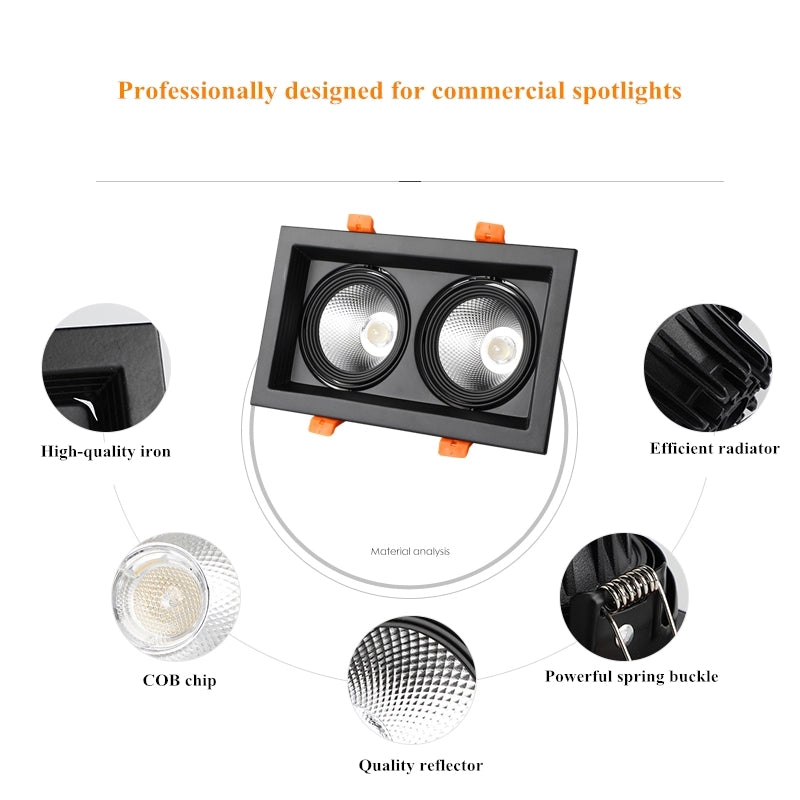 Square Recessed COB Down Light( 2x8watt )