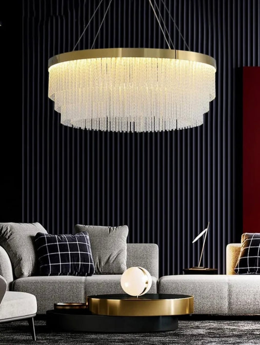 Post Modern American Style Luxurious LED Chandelier ,2025 New Tassel Crystal