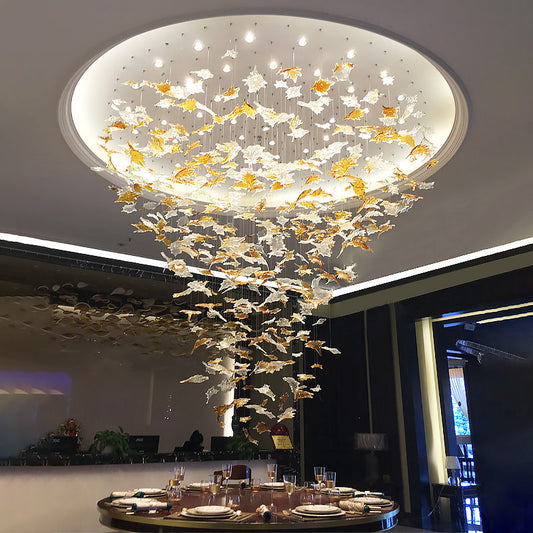 Modern Luxury Handmade Glazed Glass Maple Leaf Chandelier