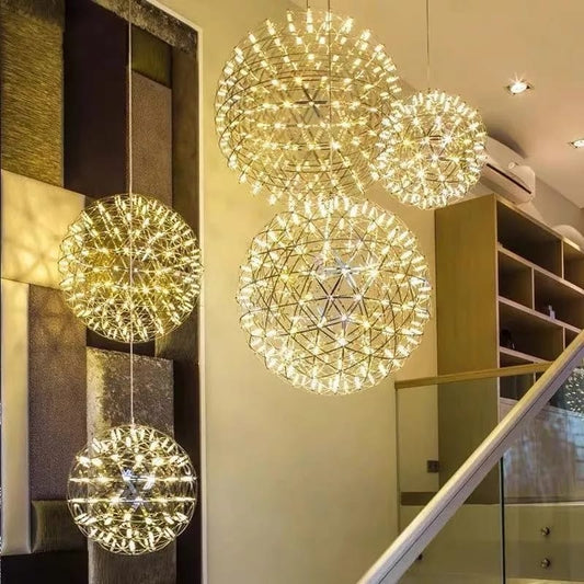 Modern Loft Stainless Steel Luster Sparkle Ball LED Pendant