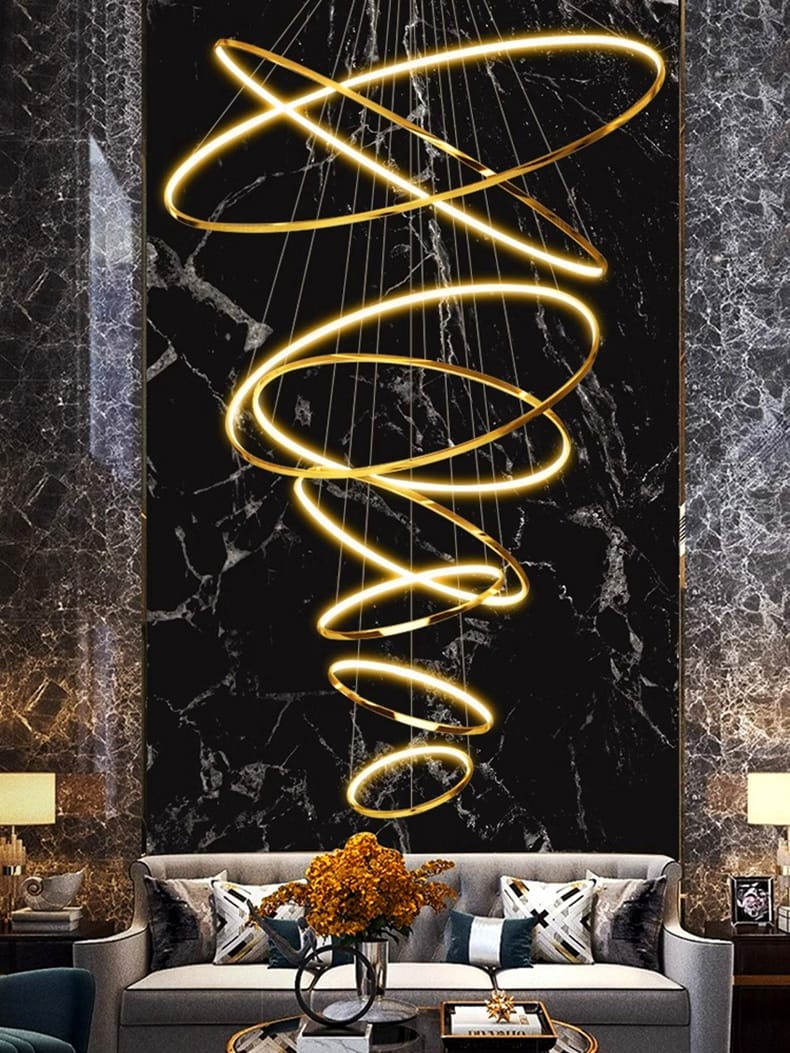 Ultra Modern Creative Luxury Chandelier ( 10 Rings) 15,12,10,9,8,7,6,5,4,3 in Stainless Steel