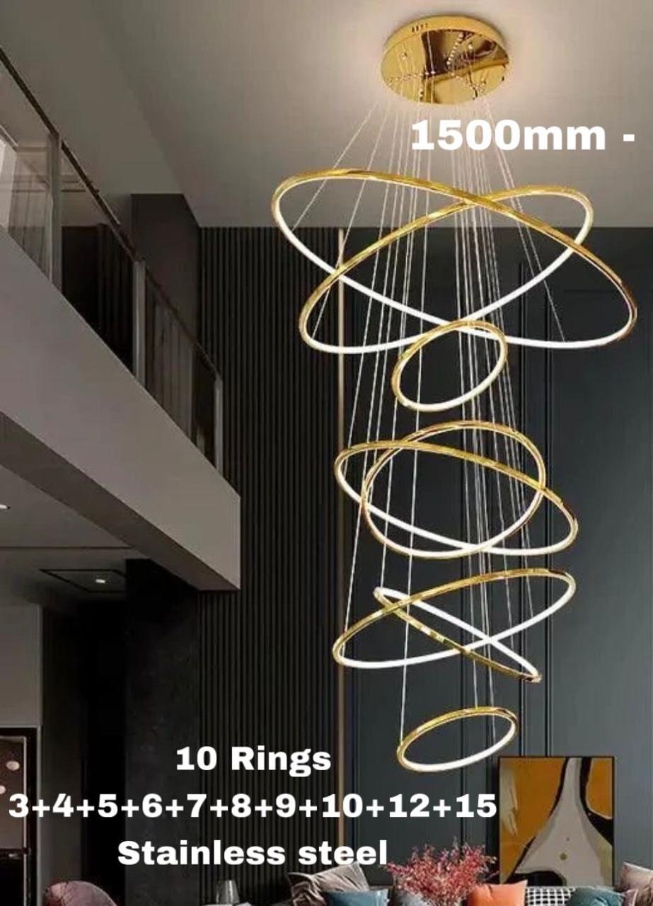 Ultra Modern Creative Luxury Chandelier ( 10 Rings) 15,12,10,9,8,7,6,5,4,3 in Stainless Steel