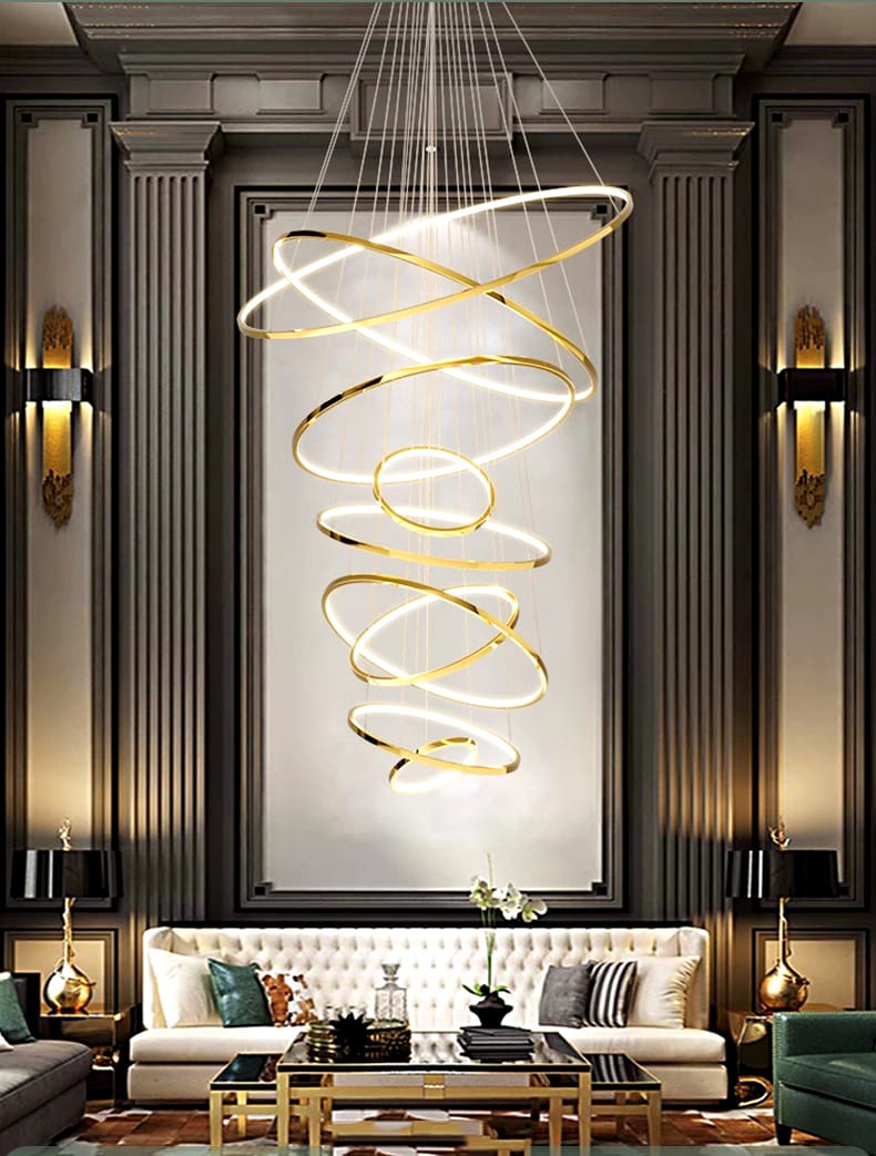 Ultra Modern Creative Luxury Chandelier ( 10 Rings) 15,12,10,9,8,7,6,5,4,3 in Stainless Steel