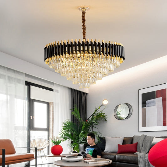 Post Modern Luxury Black & Gold Crystal Chandelier (Size : Diameter  800mm )