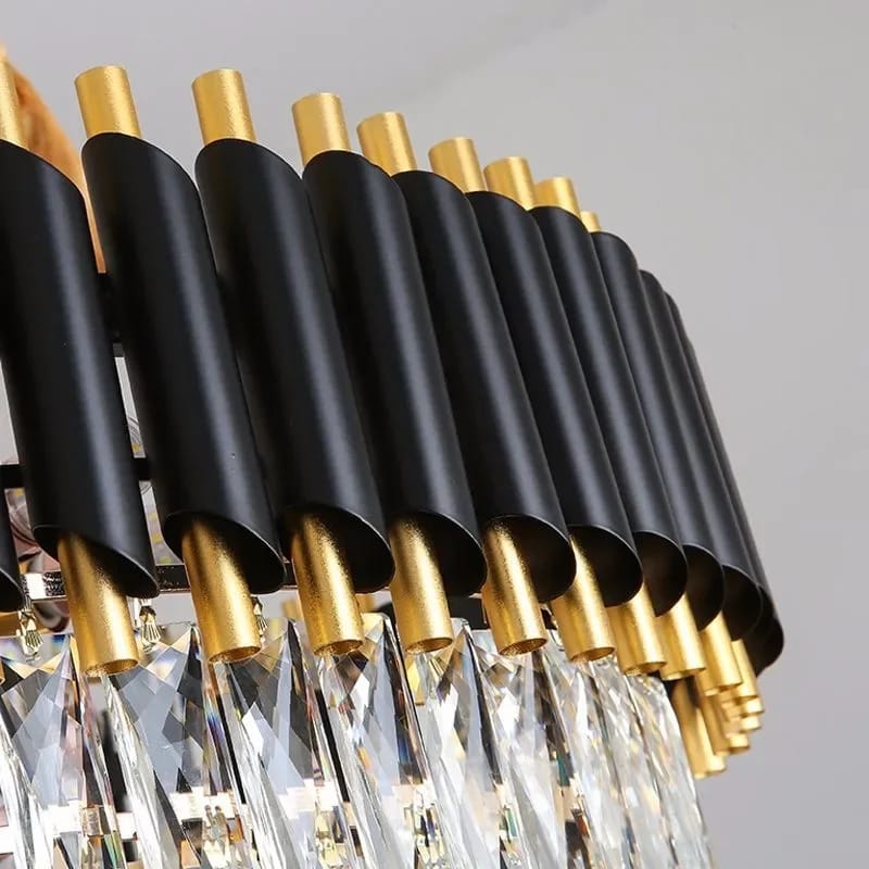 Post Modern Luxury Black & Gold Crystal Chandelier ( Size 600MM Diameter with 5 Layer Crystals)