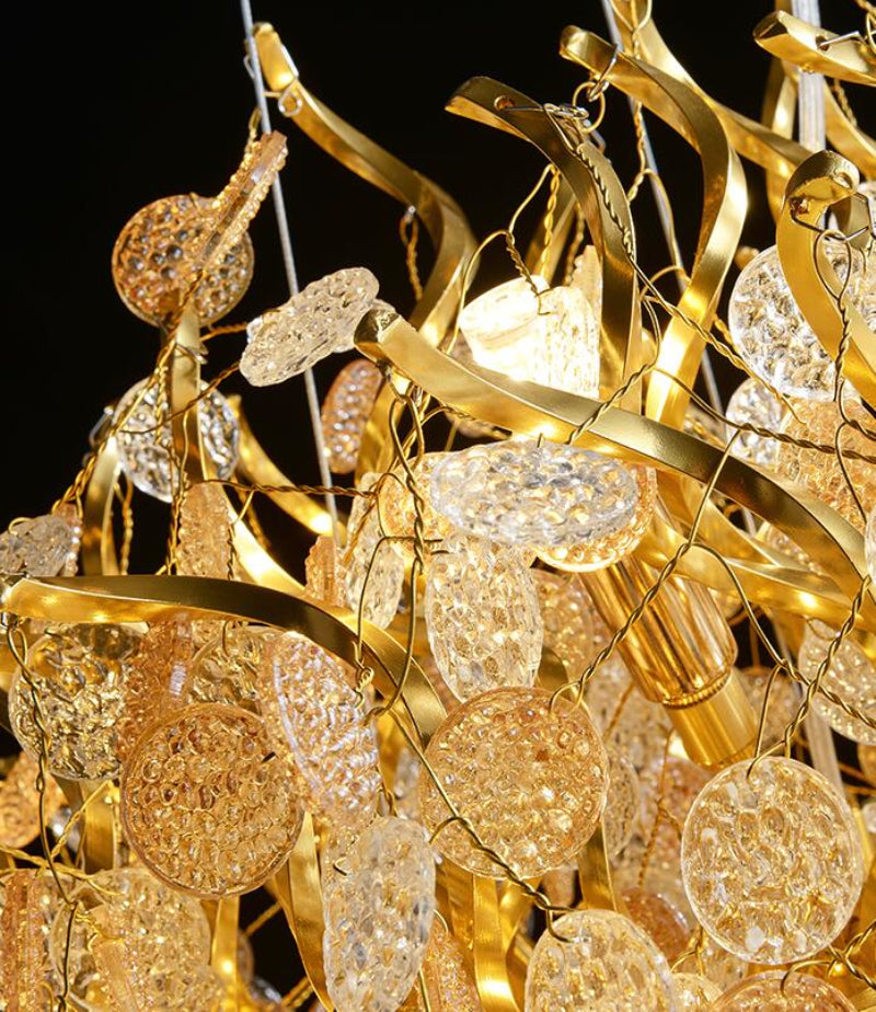 Designer Luxury Gold Luster Money Tree Crystal Chandelier