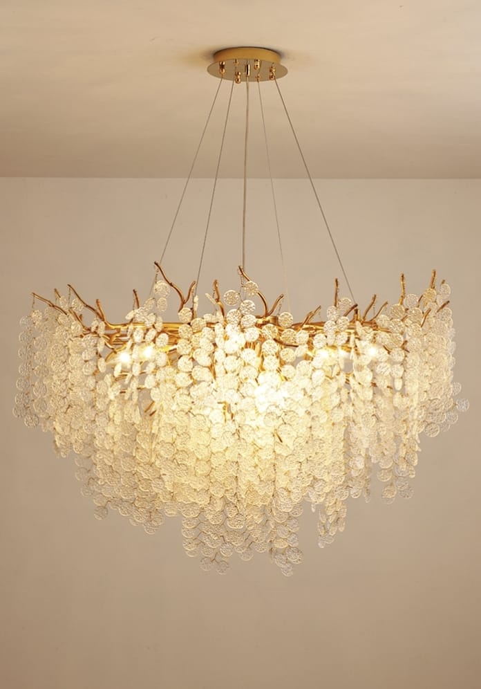 Designer Luxury Gold Luster Money Tree Crystal Chandelier