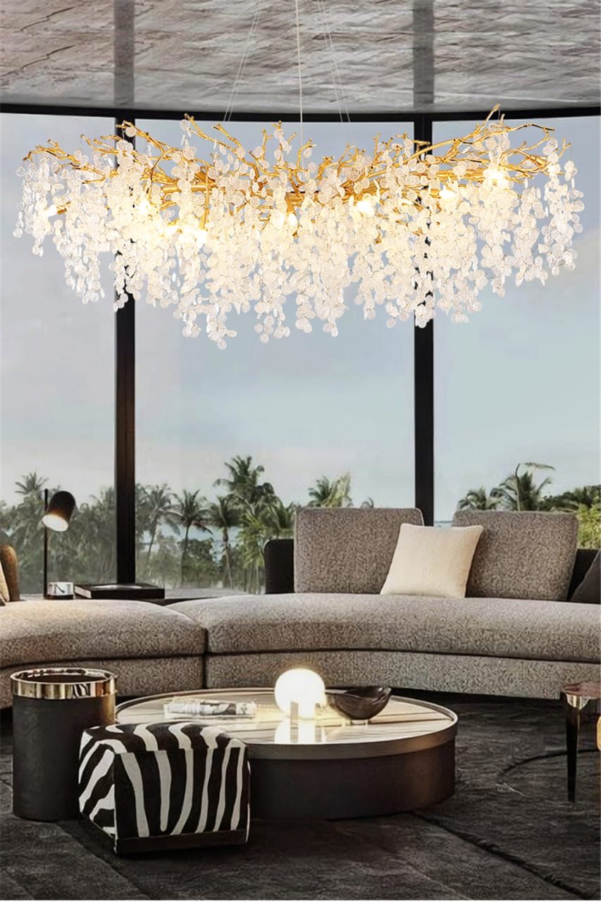 Creative Designer Luxury Gold Luster Money Tree Crystal Chandelier