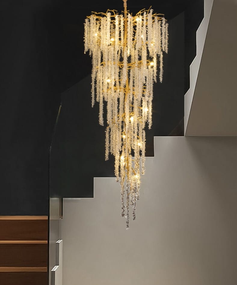 Creative Designer Luxury Gold Luster Tree Branches Crystal Chandelier