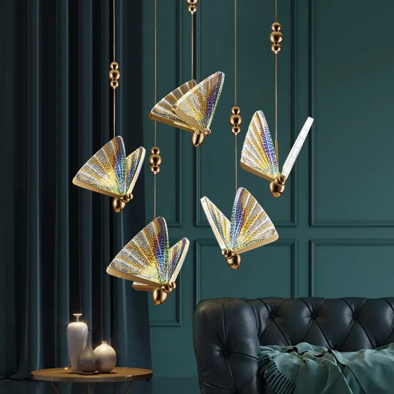 LUXURY Modern Multi Color Butterfly Pendant Light