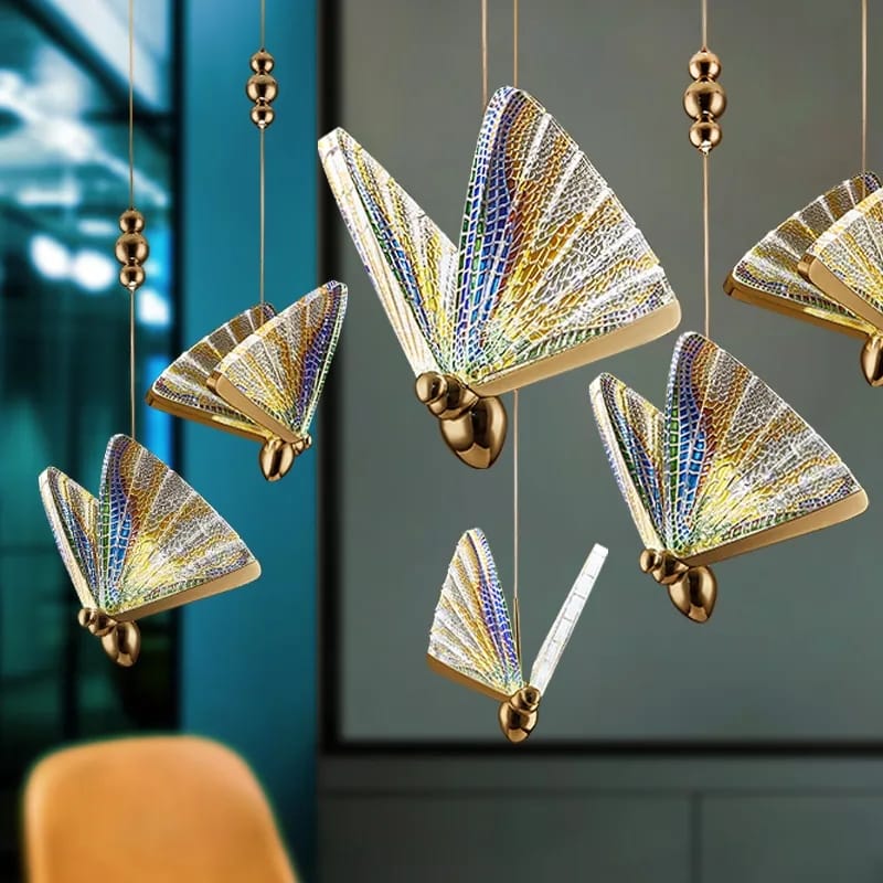 LUXURY Modern Multi Color Butterfly Pendant Light