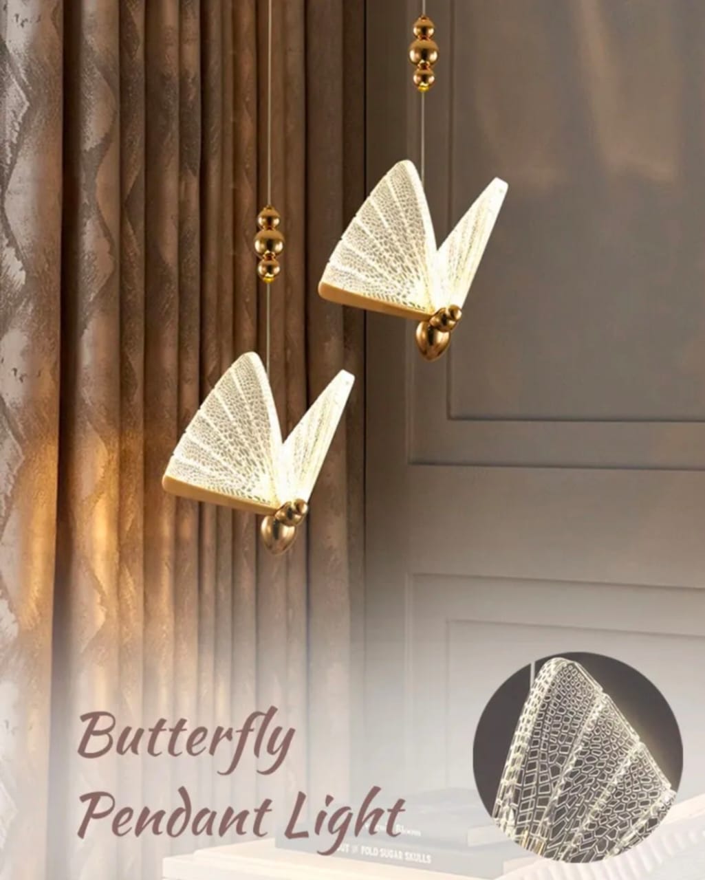 LUXURY Modern  Butterfly Pendant Light ( With Clear Acrylic)