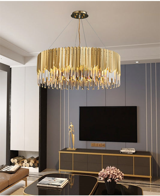 Designer LUXURY Gold Crystal Chandelier