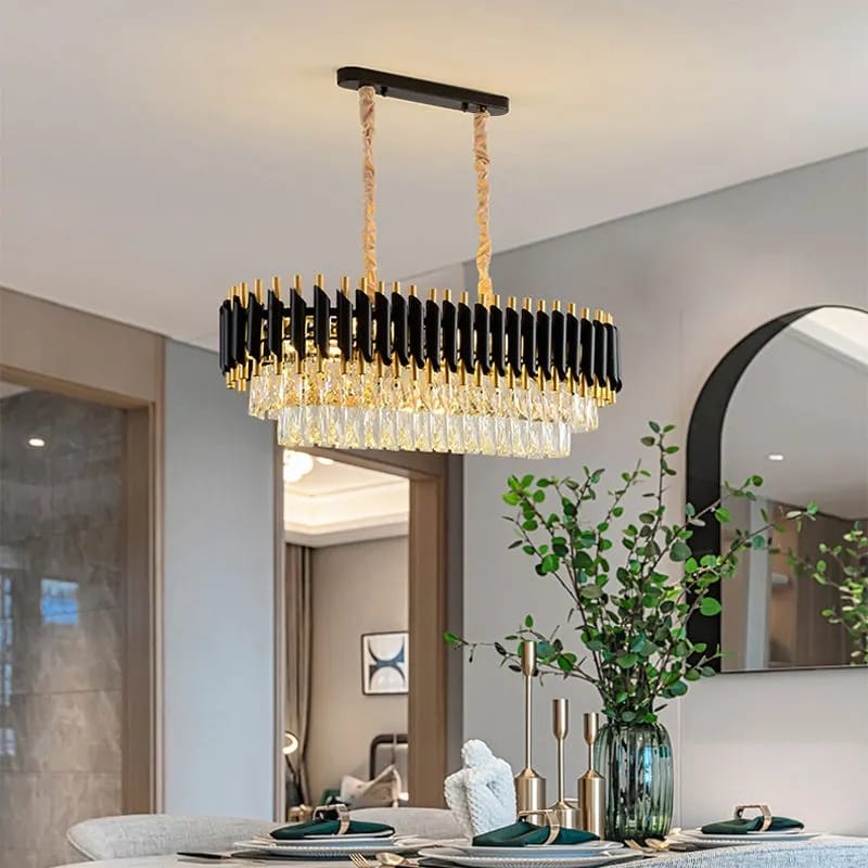 Post Modern Luxury Black & Gold Crystal Chandelier