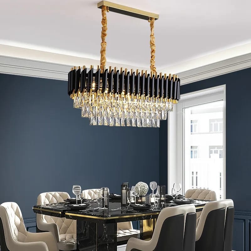 Post Modern Luxury Black & Gold Crystal Chandelier