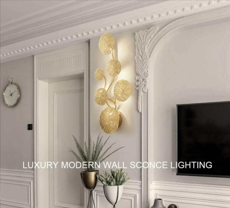 Luxury Designer Luster Lotus Leaf Wall Décor Scones