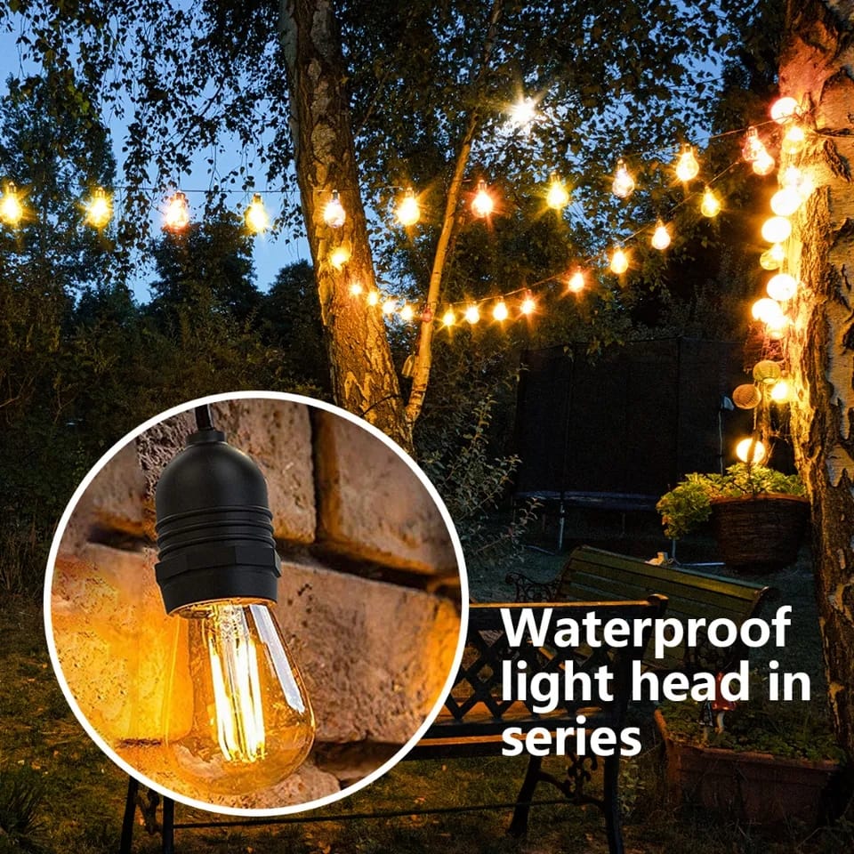 Outdoor Vintage Waterproof Decorative String Lights IP65  > Rs 6500/- Complete with LED Bulbs