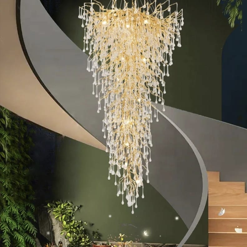 Creative Designer Luxury Gold Luster Water Drop Crystal Chandelier