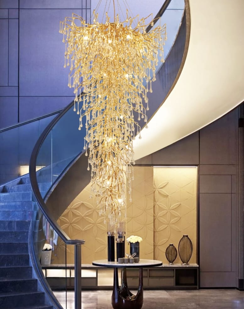 Creative Designer Luxury Gold Luster Water Drop Crystal Chandelier