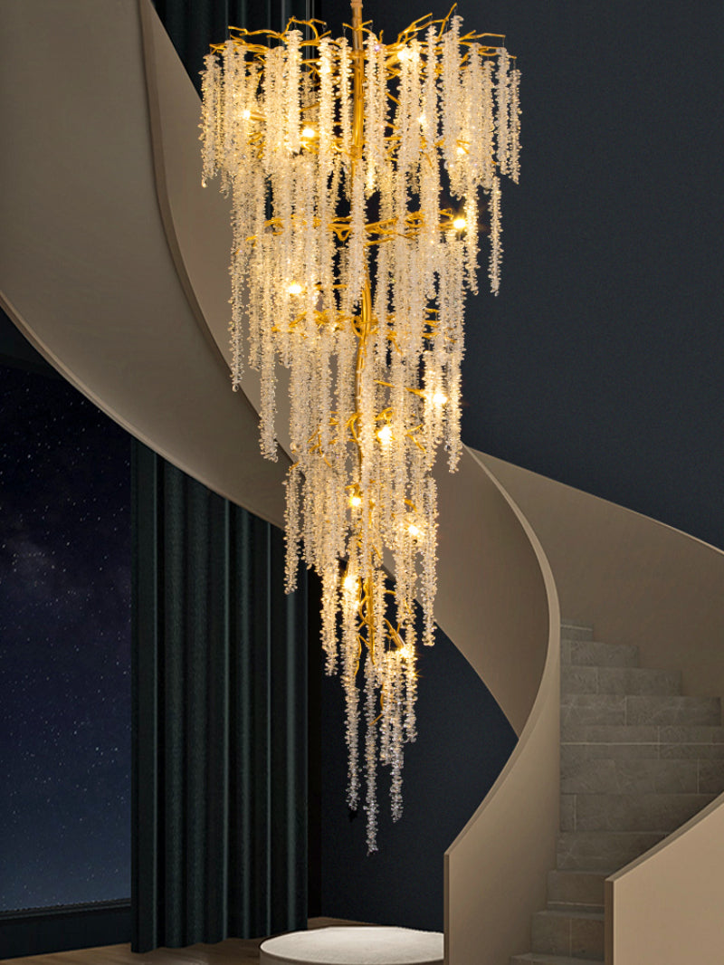 Creative Designer Luxury Gold Luster Tree Branches Crystal Chandelier