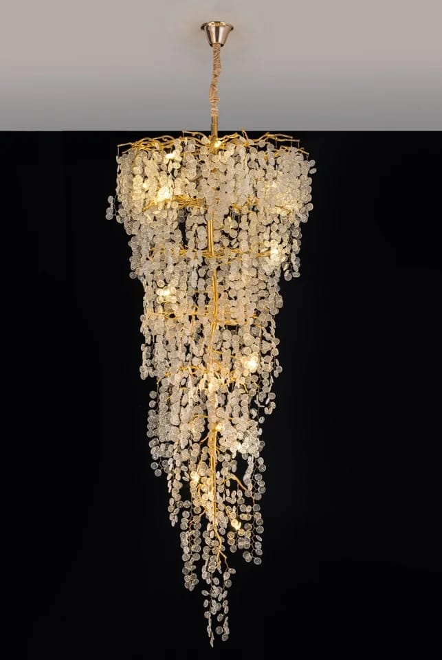 Creative Designer Luxury Gold Luster Money Tree Crystal Chandelier