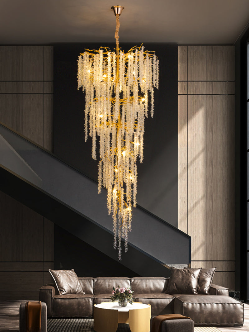 Creative Designer Luxury Gold Luster Tree Branches Crystal Chandelier