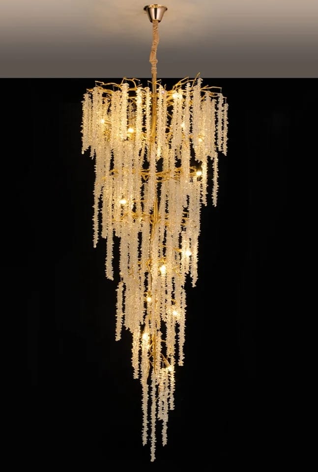 Creative Designer Luxury Gold Luster Tree Branches Crystal Chandelier