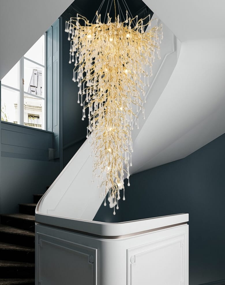 Creative Designer Luxury Gold Luster Water Drop Crystal Chandelier