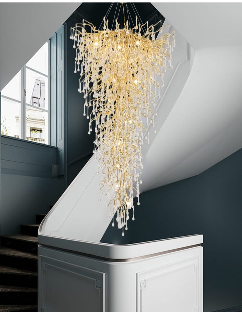 Creative Designer Luxury Gold Luster Water Drop Crystal Chandelier