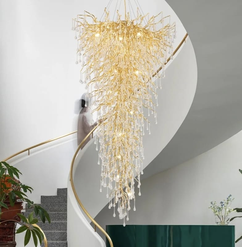 Creative Designer Luxury Gold Luster Water Drop Crystal Chandelier